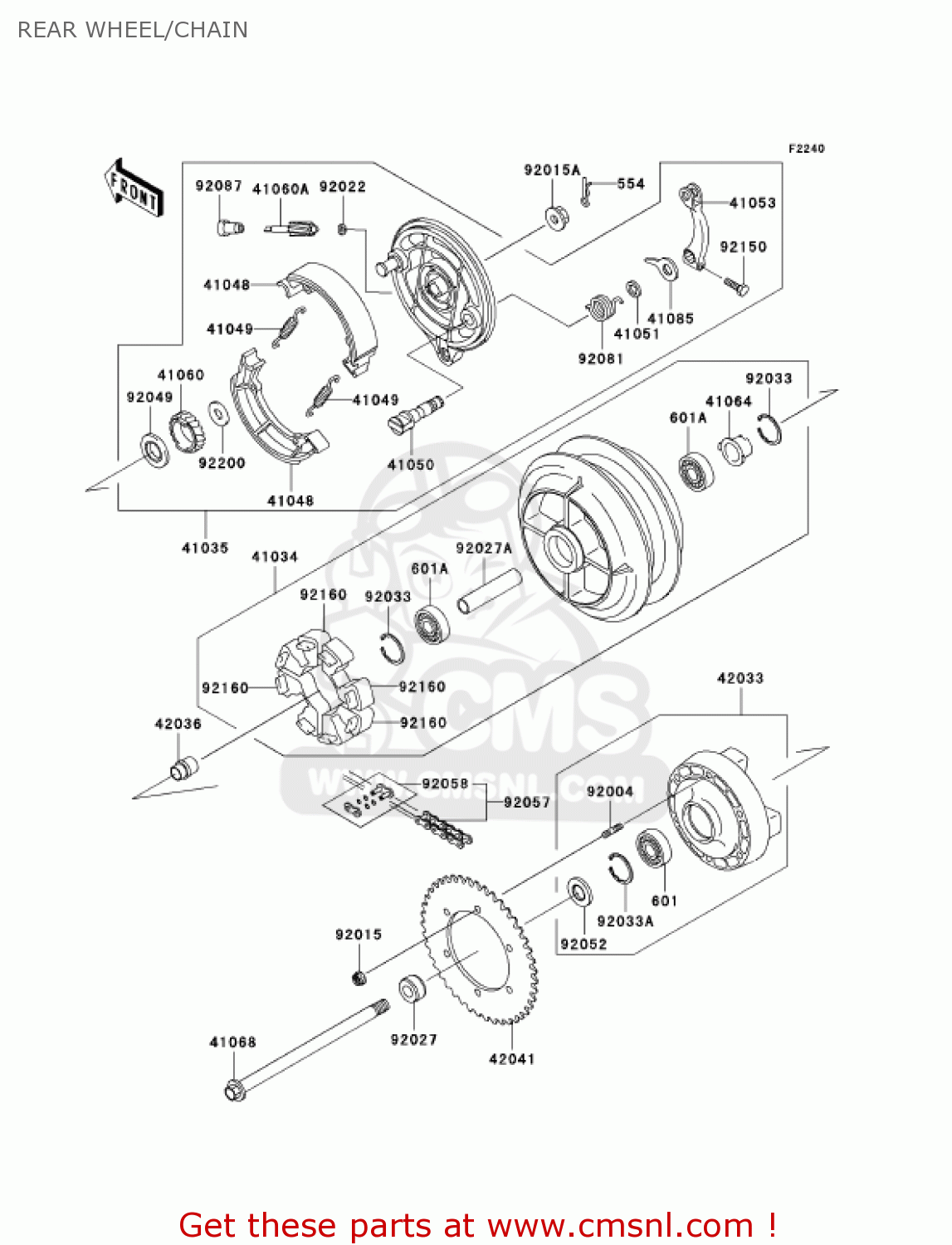 REAR WHEEL/CHAIN VN800A11 VULCAN 800 2005 USA CALIFORNIA