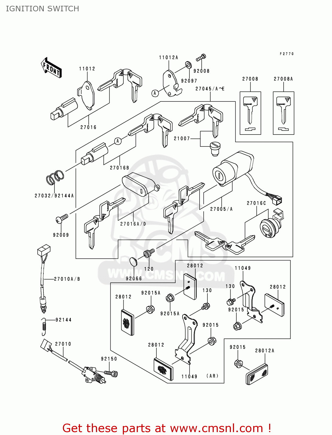 IGNITION SWITCH VN800A2 1996 EUROPE UK FR AR FG GR IT NR SD SP ST