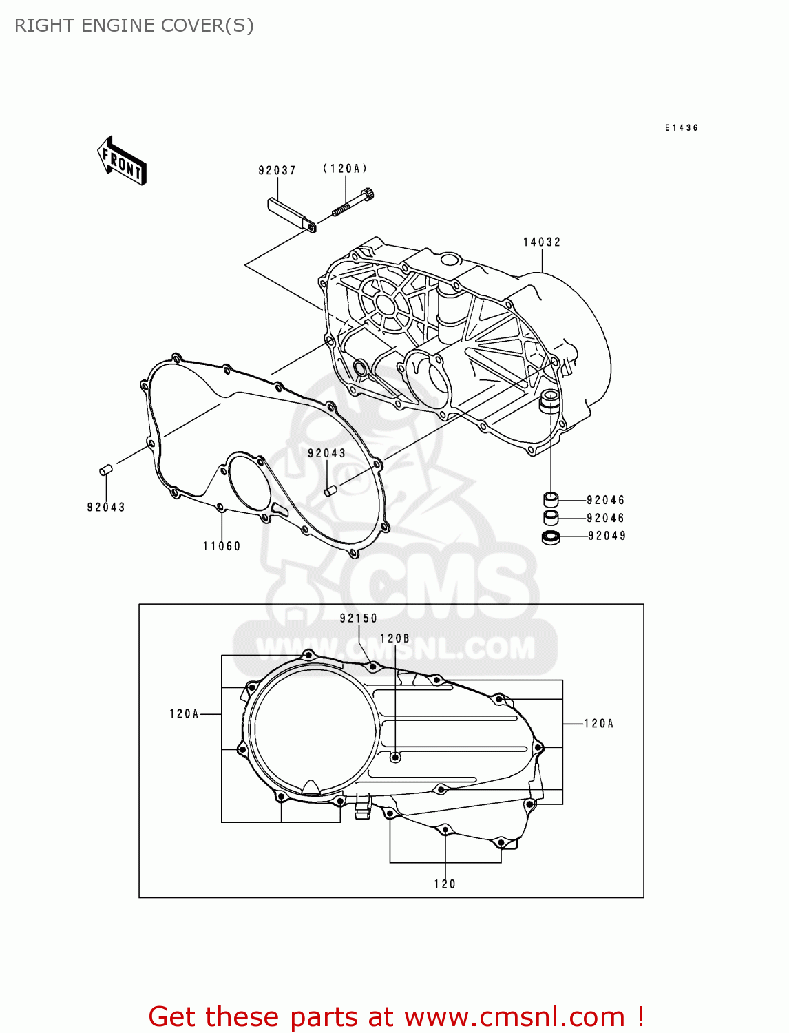 RIGHT ENGINE COVER(S) VN800A2 VULCAN 800 1996 USA CALIFORNIA CANADA