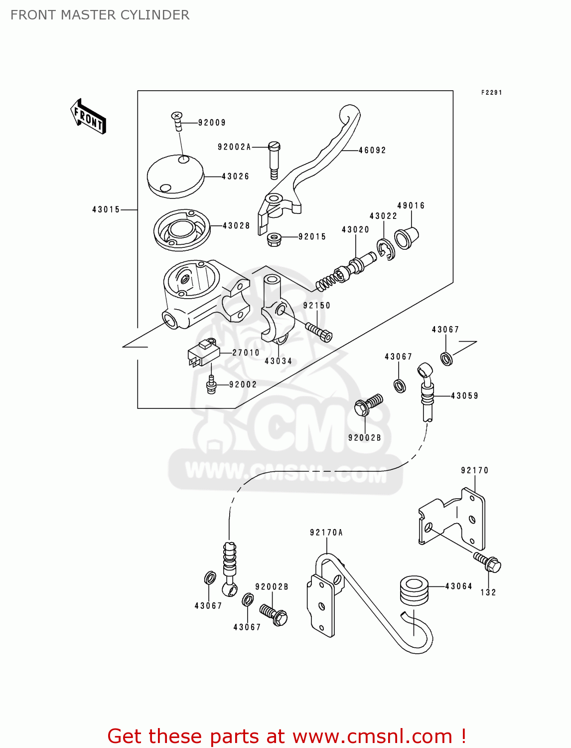 FRONT MASTER CYLINDER VN800A2 VULCAN 800 1996 USA CALIFORNIA CANADA