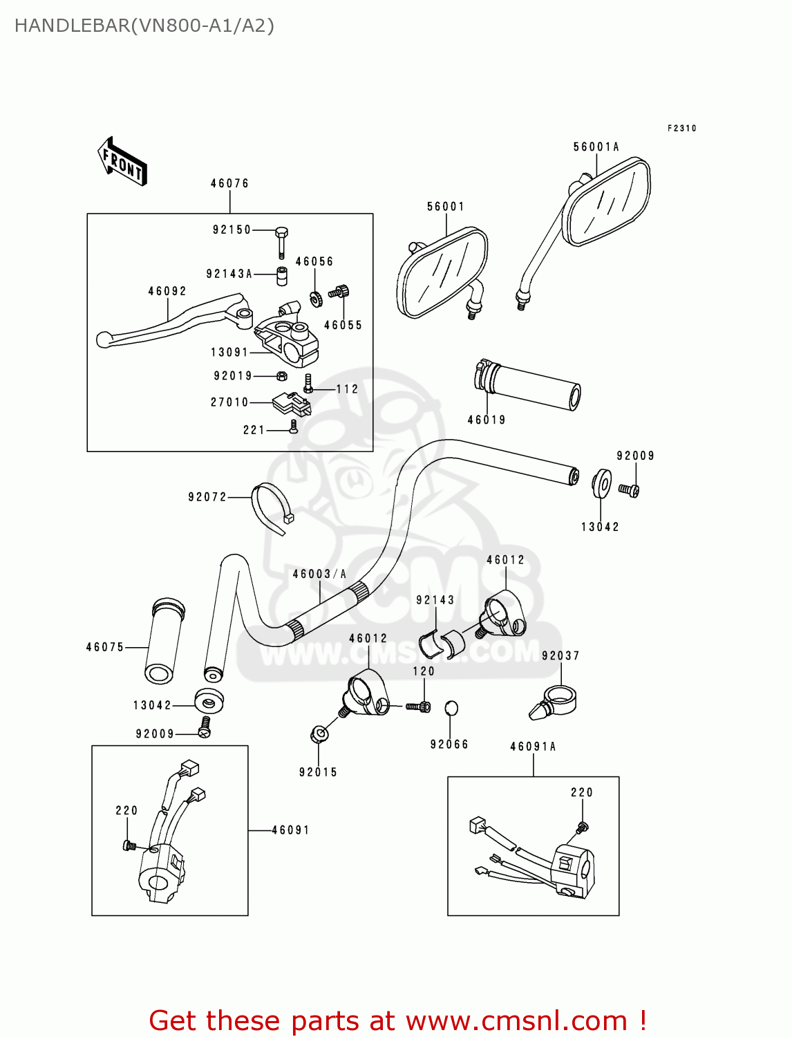 HANDLEBAR(VN800-A1/A2) VN800A2 VULCAN 800 1996 USA CALIFORNIA CANADA