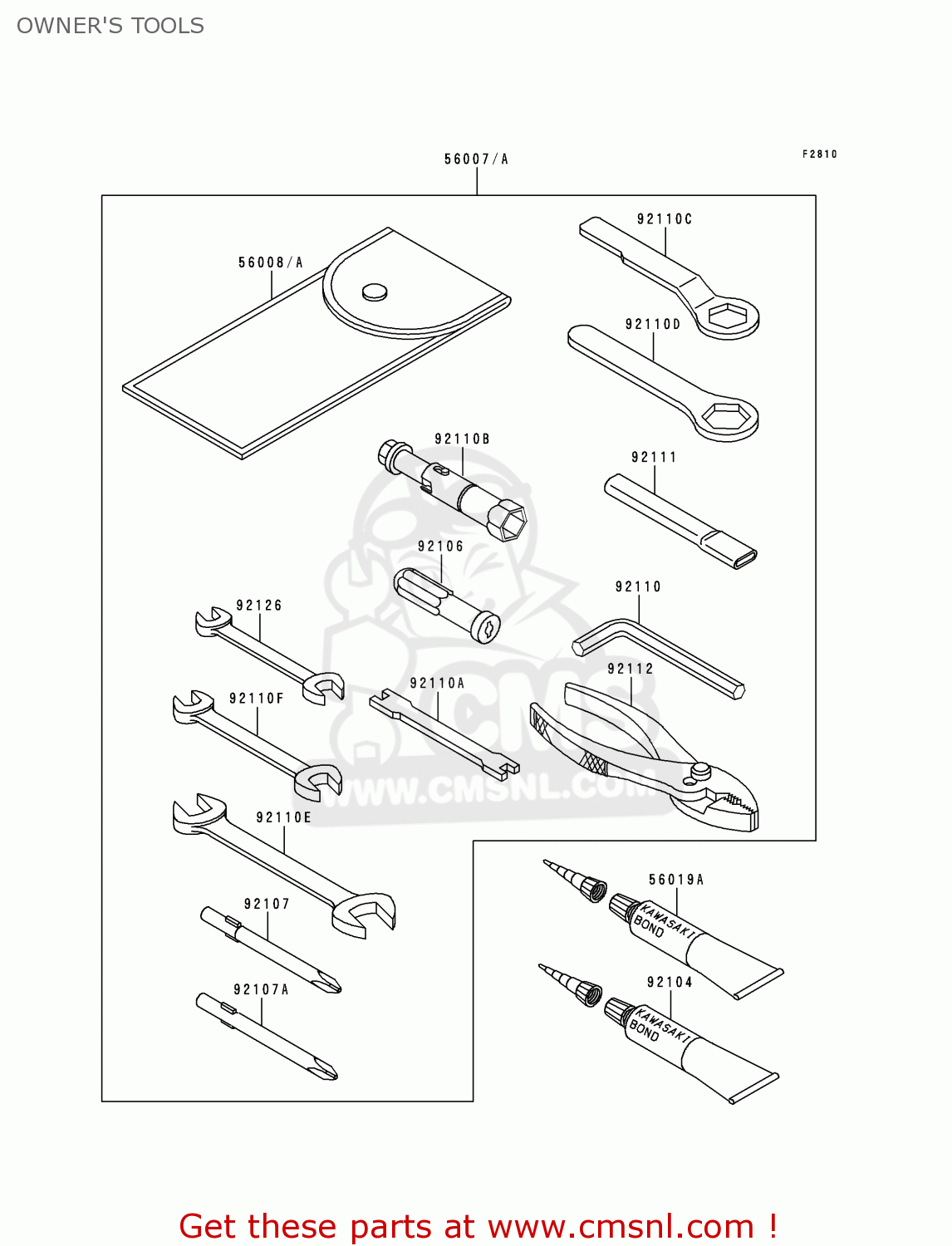 OWNER'S TOOLS VN800A2 VULCAN 800 1996 USA CALIFORNIA CANADA