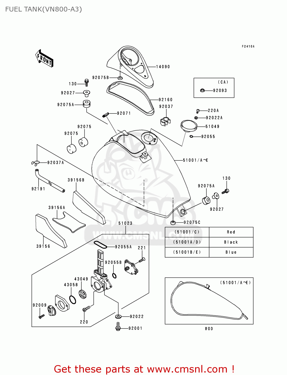 FUEL TANK(VN800-A3) VN800A3 VULCAN 800 1997 USA CALIFORNIA CANADA