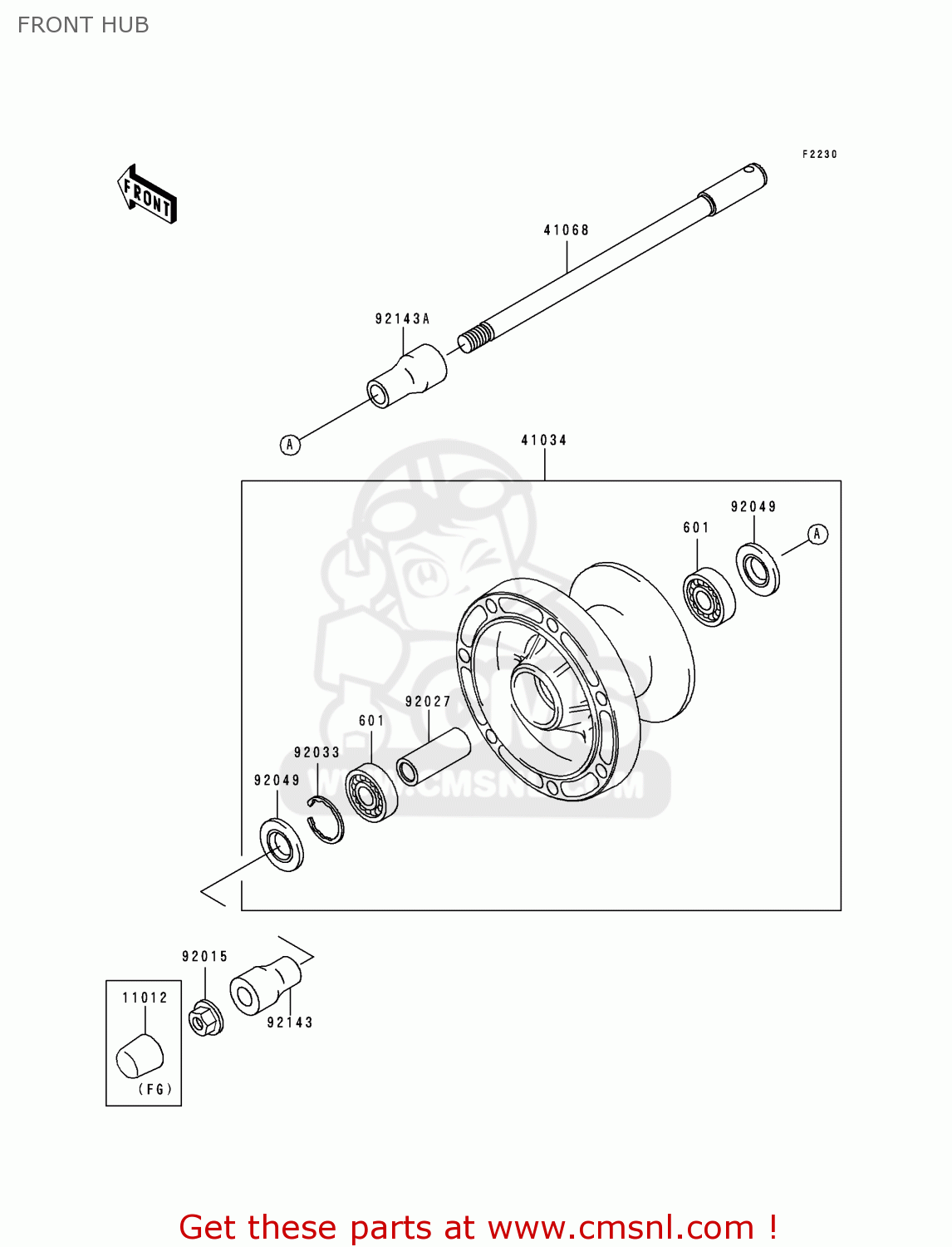 FRONT HUB VN800A4 1998 EUROPA UK FR NL AR FG GR IT NR SD ST