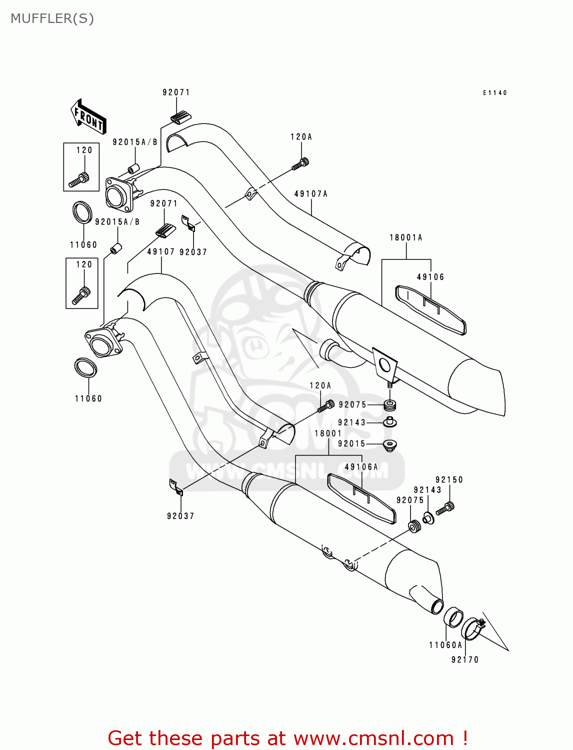 MUFFLER(S) VN800A4 VULCAN 800 1998 USA CALIFORNIA CANADA