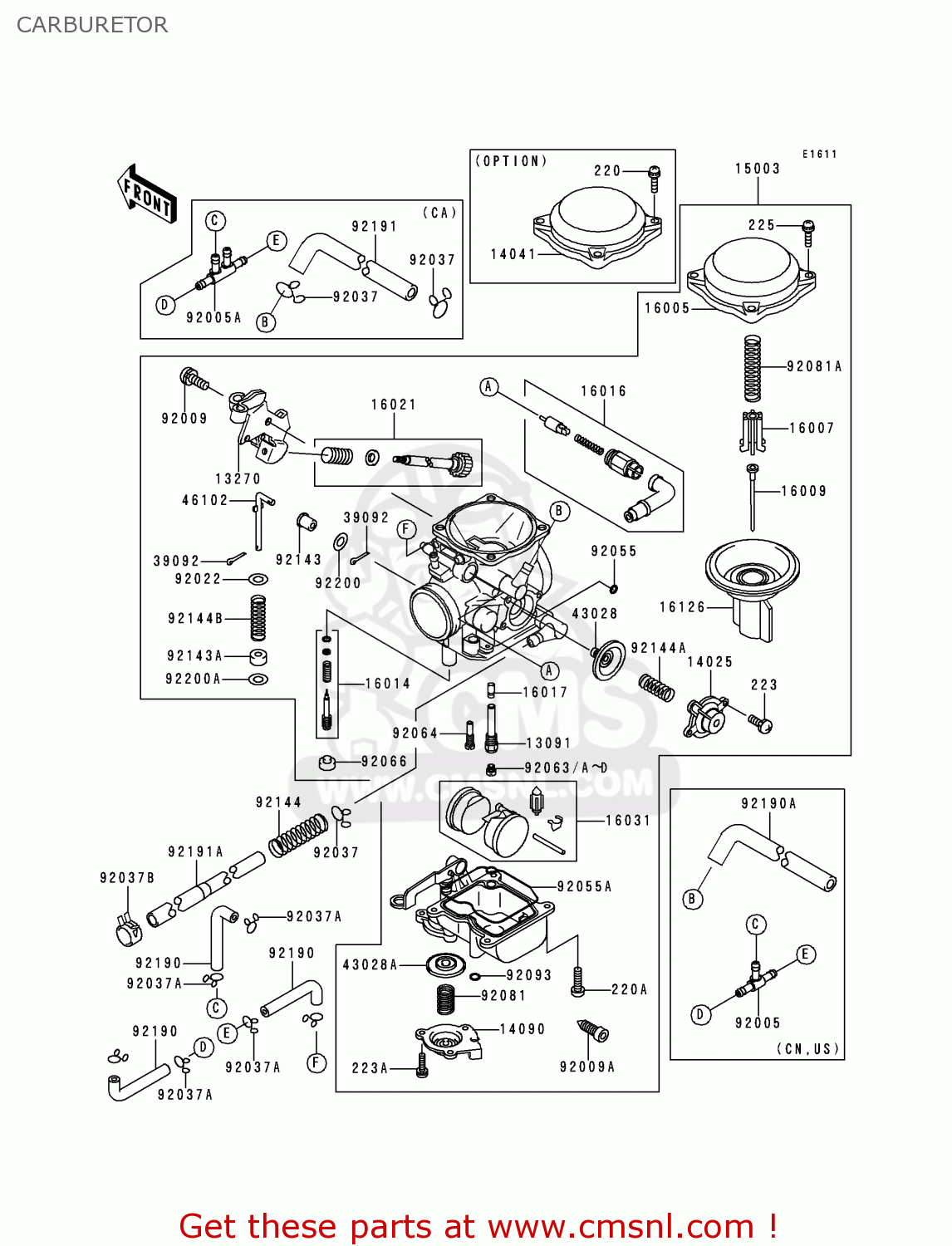 CARBURETOR VN800A4 VULCAN 800 1998 USA CALIFORNIA CANADA