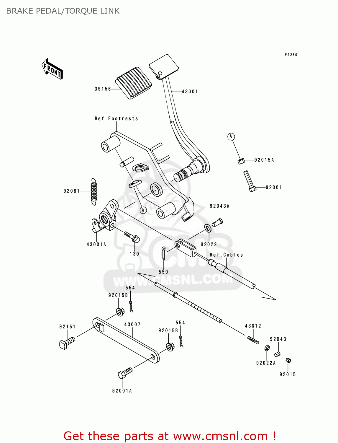 BRAKE PEDAL/TORQUE LINK VN800A4 VULCAN 800 1998 USA CALIFORNIA CANADA