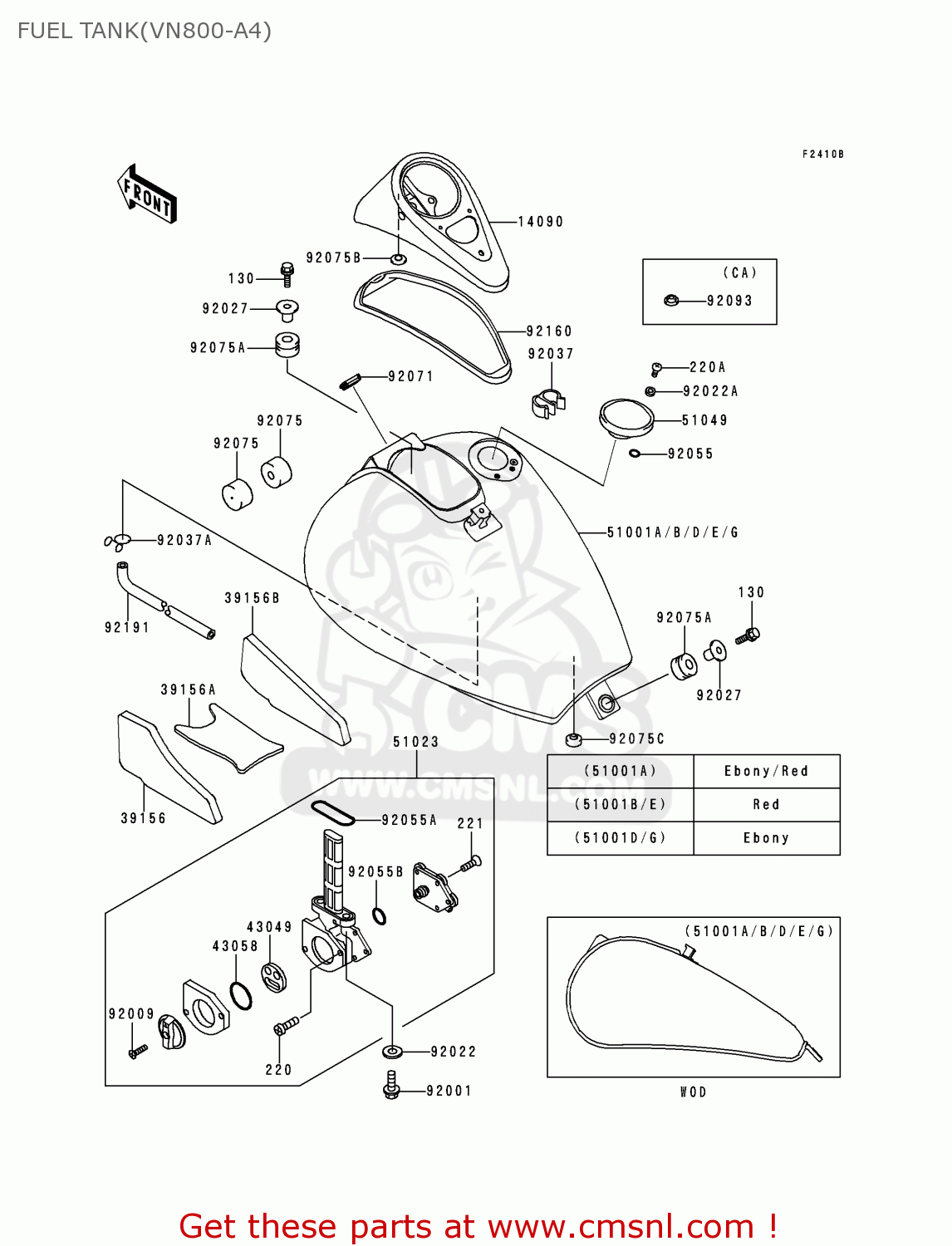 FUEL TANK(VN800-A4) VN800A4 VULCAN 800 1998 USA CALIFORNIA CANADA