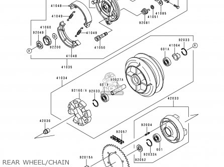 REAR WHEEL/CHAIN - VN800A4 VULCAN 800 1998 USA CALIFORNIA CANADA