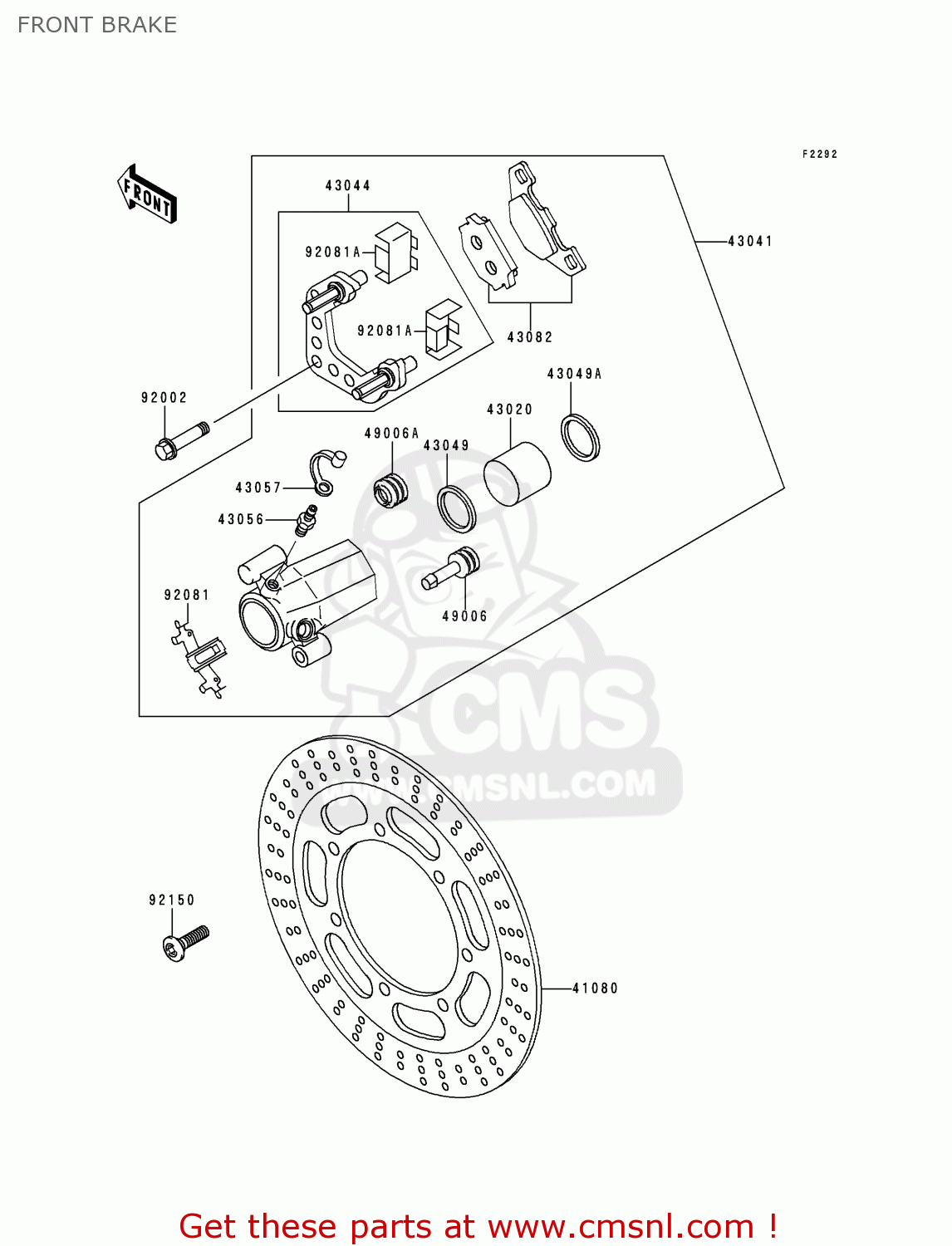 FRONT BRAKE VN800A5 VULCAN 800 1999 USA CALIFORNIA CANADA