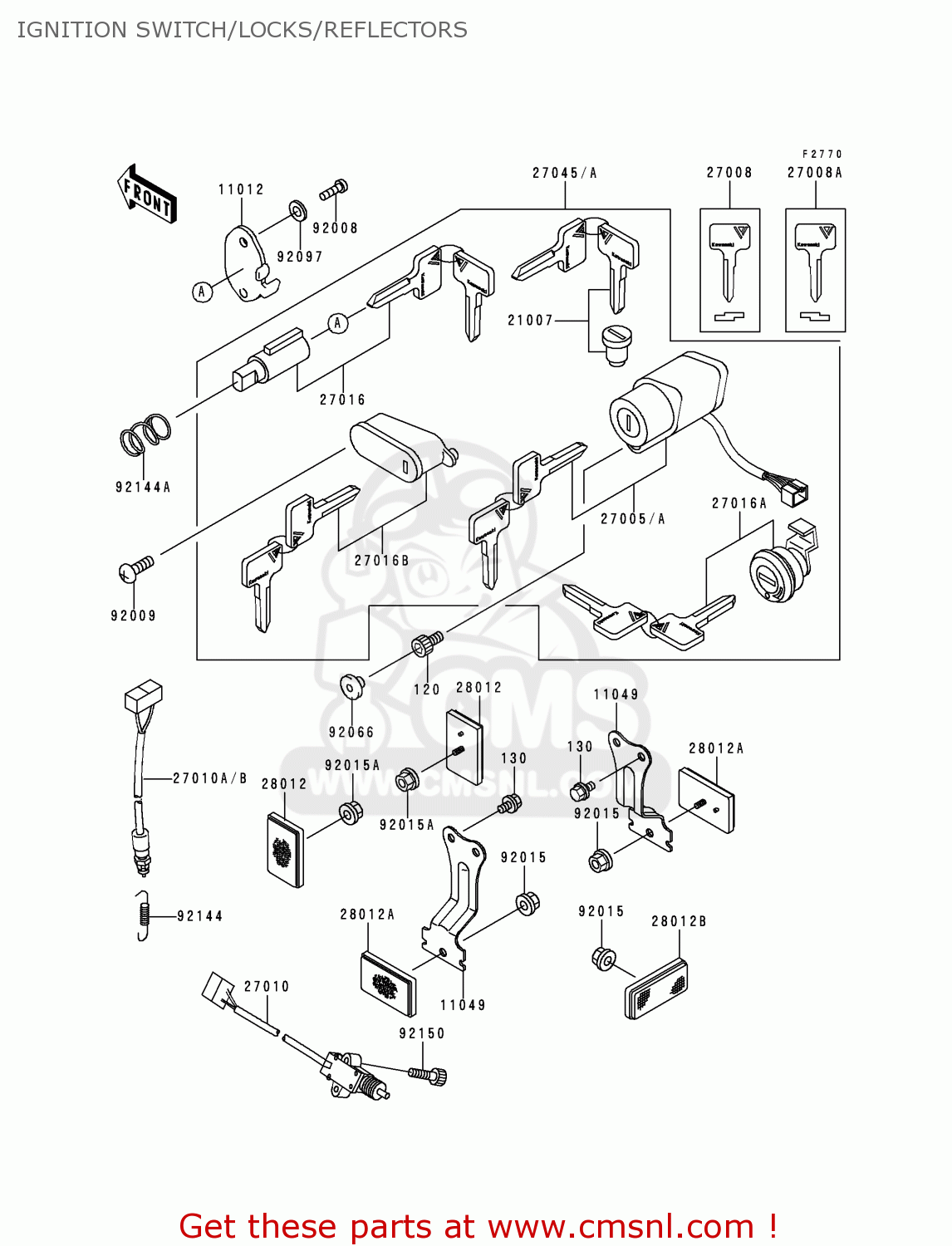IGNITION SWITCH/LOCKS/REFLECTORS VN800A5 VULCAN 800 1999 USA CALIFORNIA CANADA