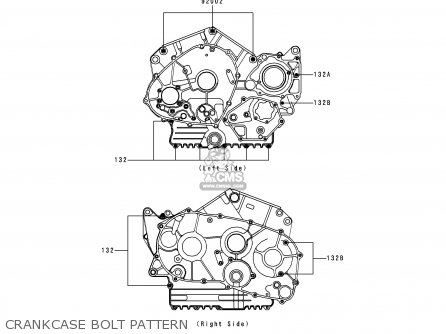 CRANKCASE BOLT PATTERN - VN800A5 VULCAN 800 1999 USA CALIFORNIA CANADA
