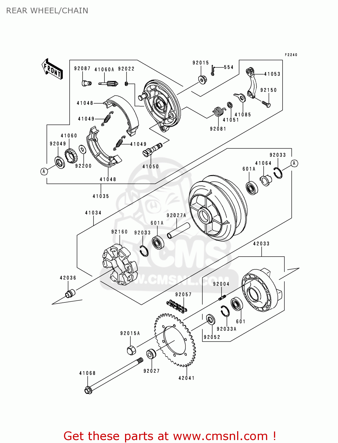 REAR WHEEL/CHAIN VN800A6 VULCAN 800 2000 USA CALIFORNIA