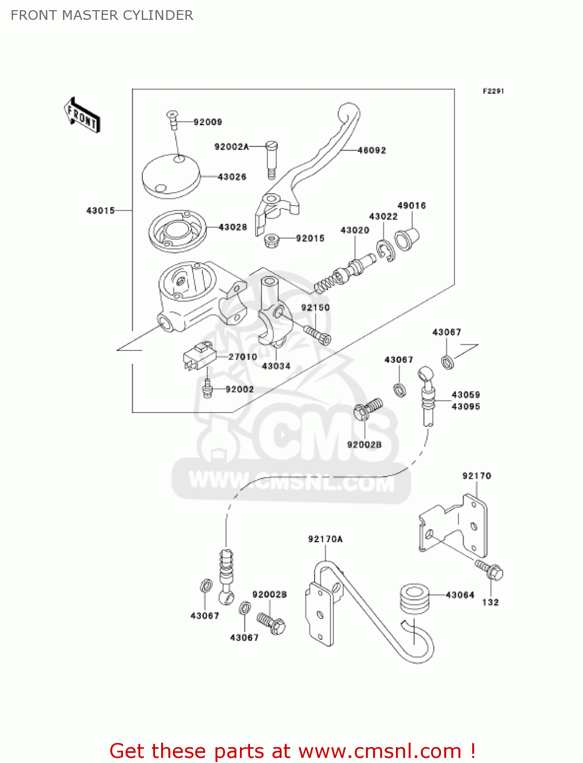 FRONT MASTER CYLINDER VN800A7 VULCAN 800 2001 USA CALIFORNIA