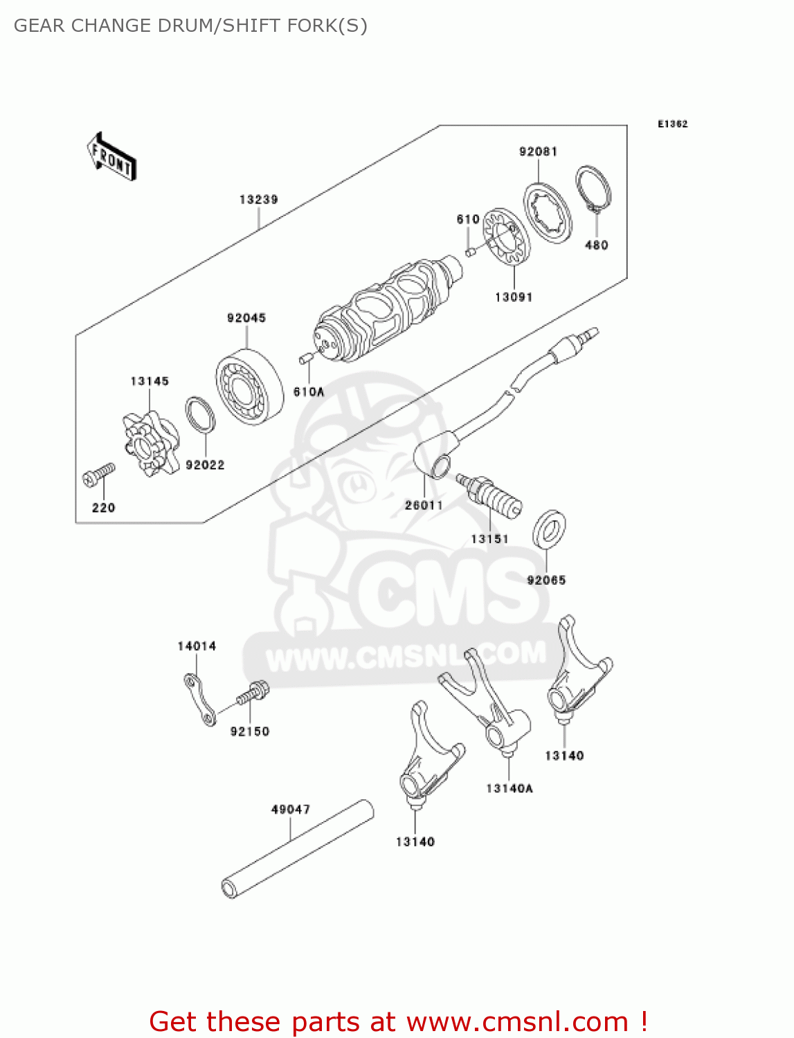 GEAR CHANGE DRUM/SHIFT FORK(S) VN800A7 VULCAN 800 2001 USA CALIFORNIA