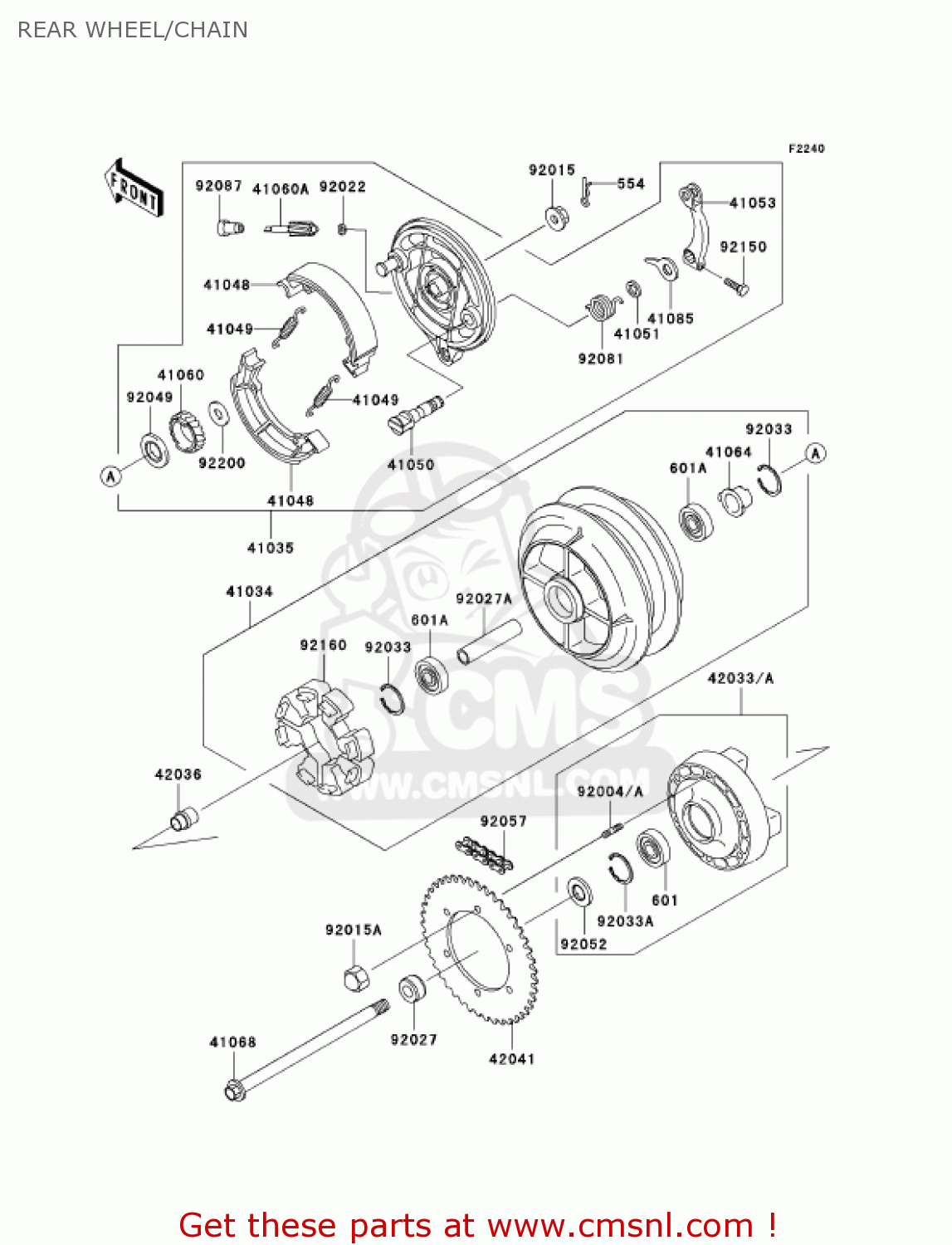 REAR WHEEL/CHAIN VN800A7 VULCAN 800 2001 USA CALIFORNIA