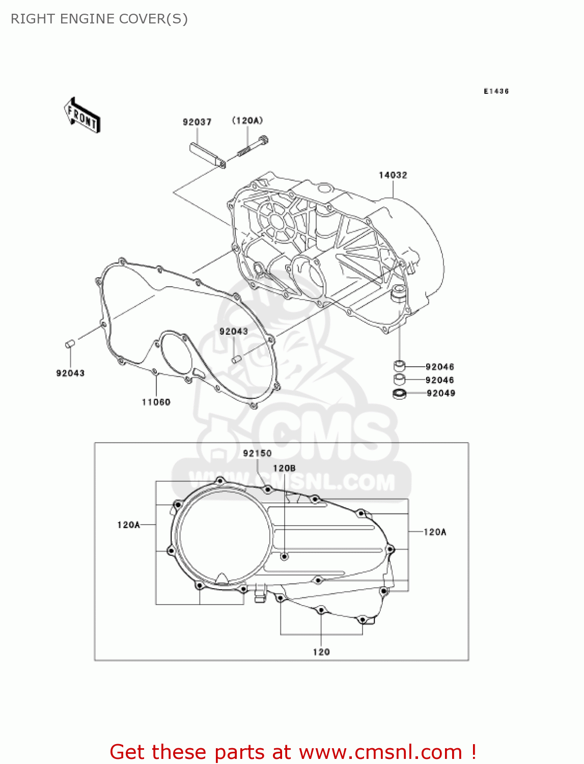 RIGHT ENGINE COVER(S) VN800A7 VULCAN 800 2001 USA CALIFORNIA