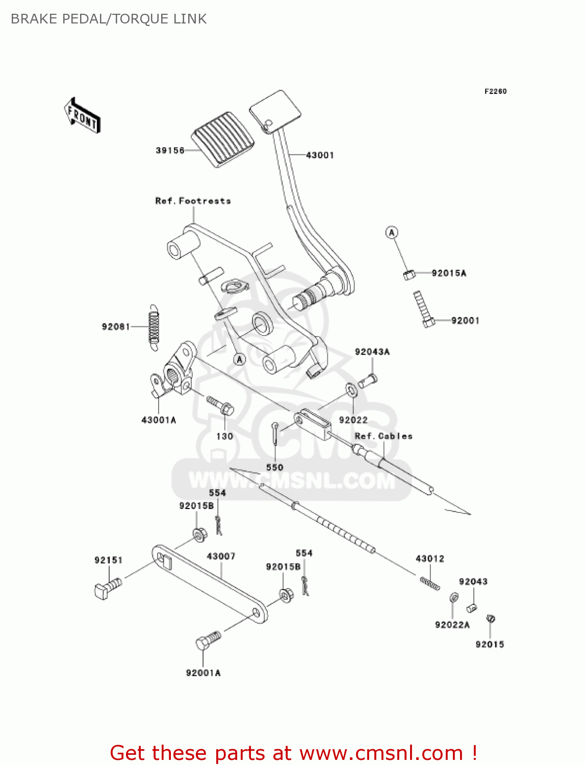 BRAKE PEDAL/TORQUE LINK VN800A7 VULCAN 800 2001 USA CALIFORNIA