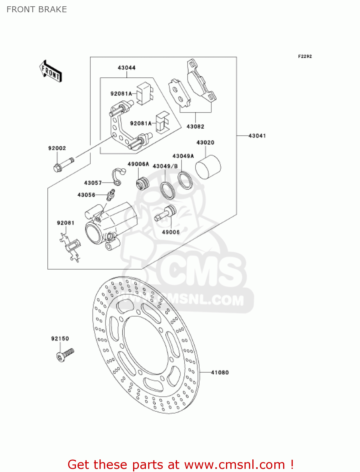 FRONT BRAKE VN800A8 VULCAN 800 2002 USA CALIFORNIA