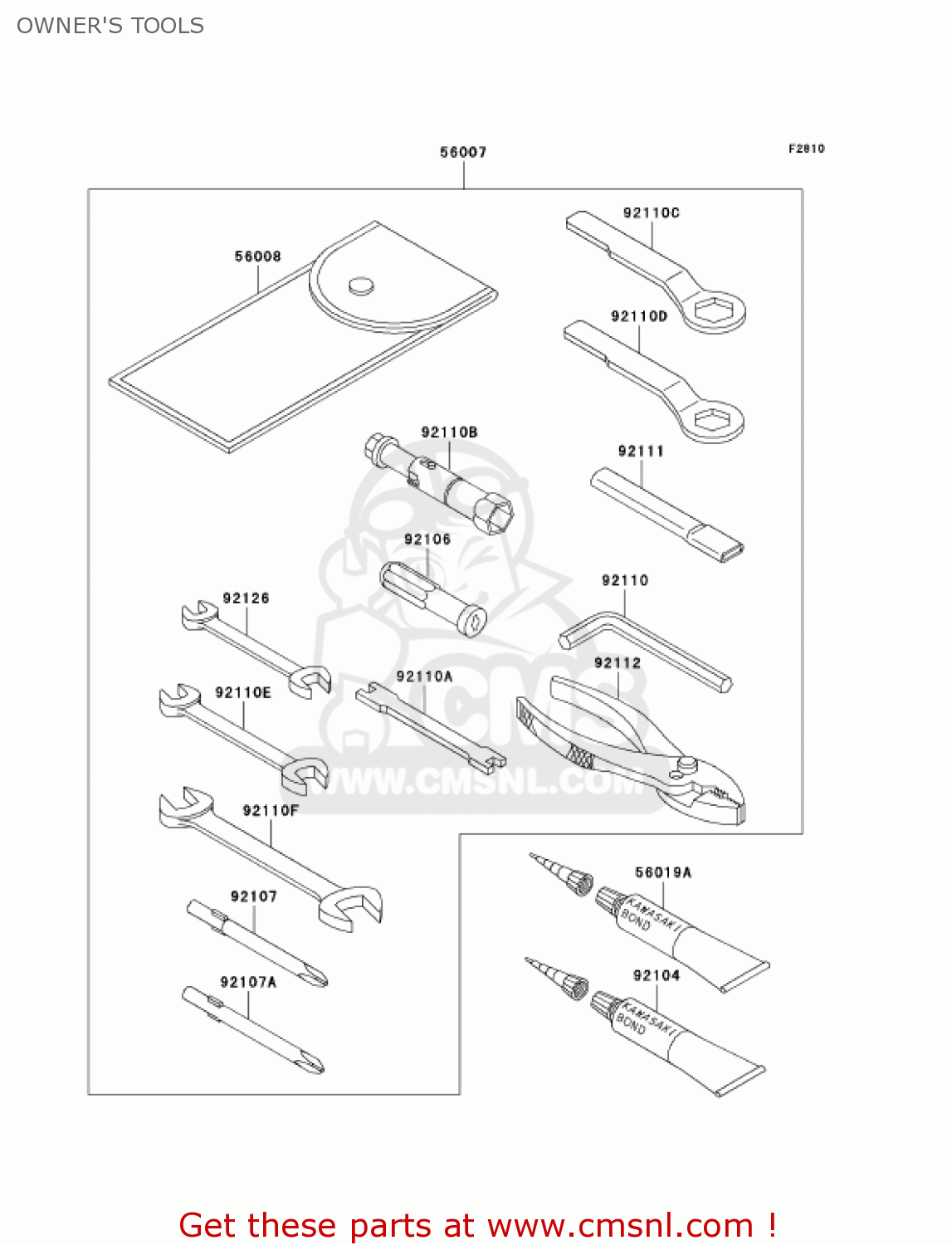 OWNER'S TOOLS VN800A8 VULCAN 800 2002 USA CALIFORNIA