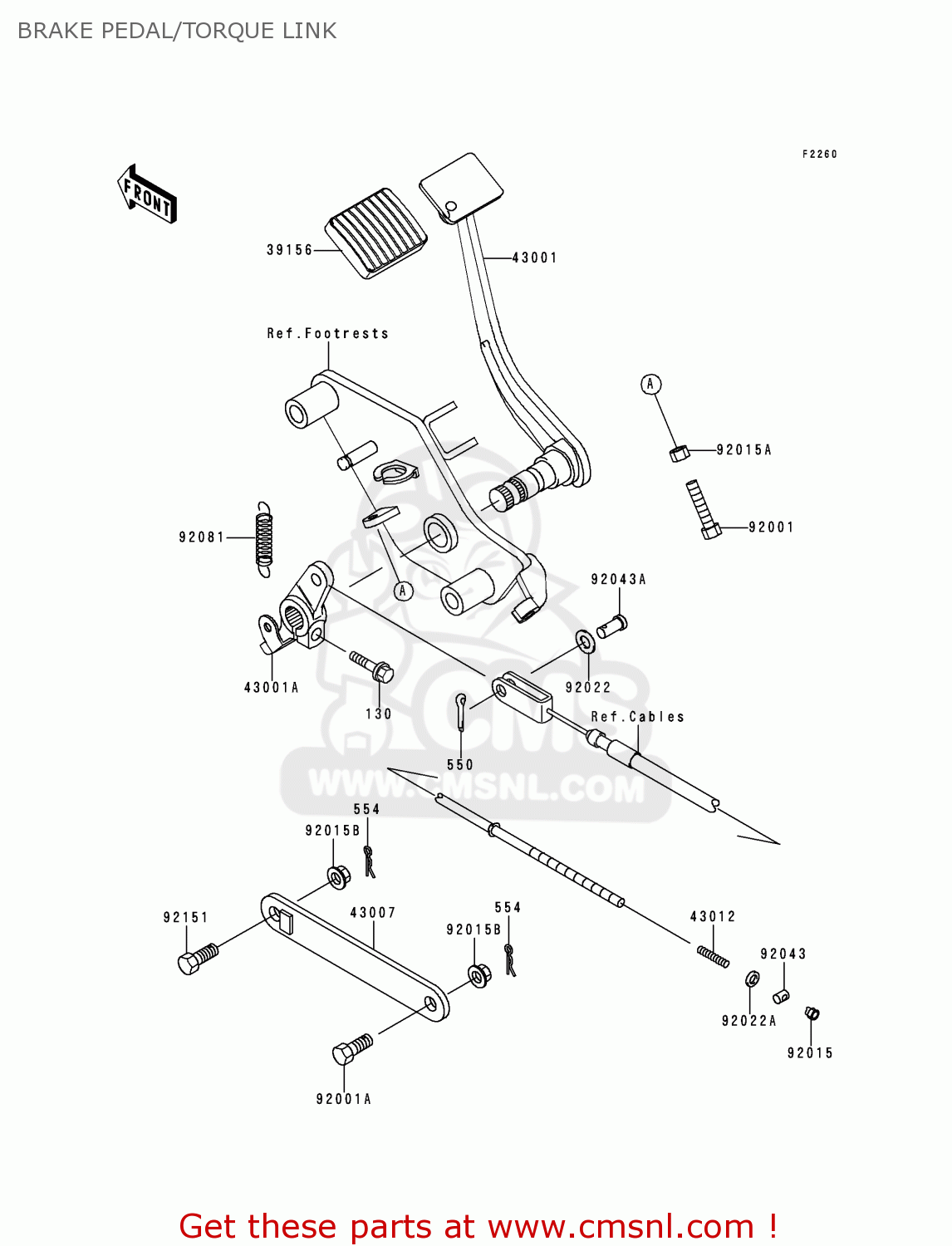 BRAKE PEDAL/TORQUE LINK VN800B1 VULCAN 800 CLASSIC 1996 USA CALIFORNIA CANADA
