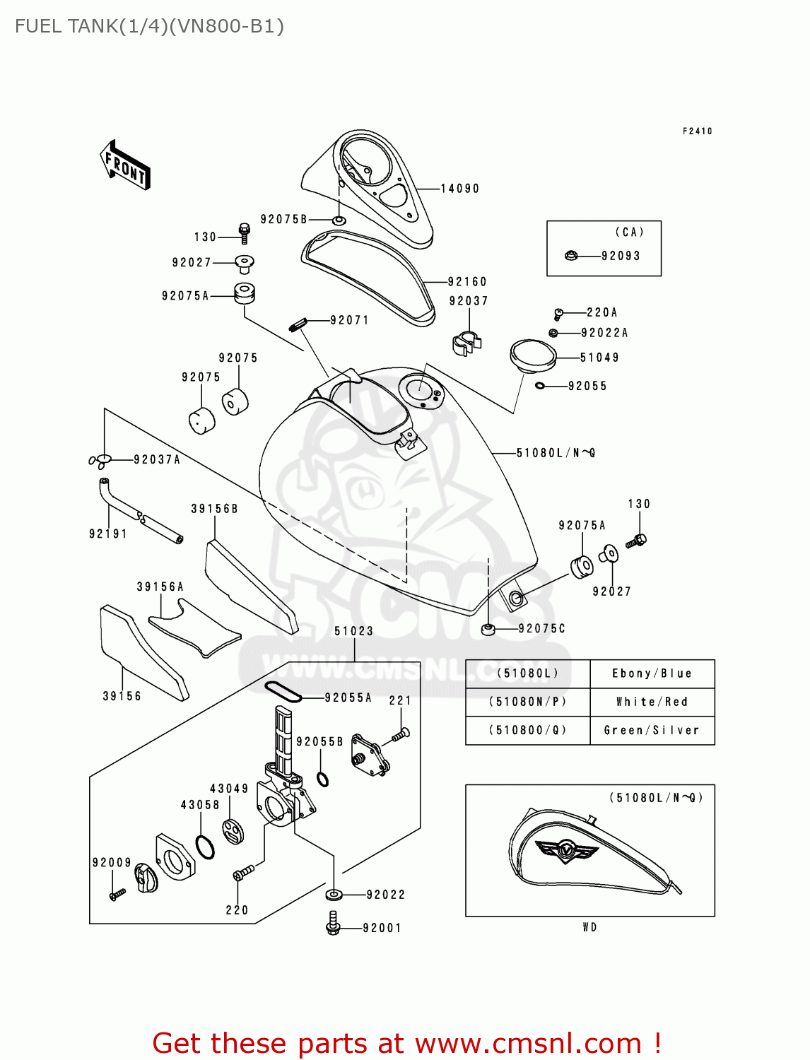 FUEL TANK(1/4)(VN800-B1) VN800B1 VULCAN 800 CLASSIC 1996 USA CALIFORNIA CANADA