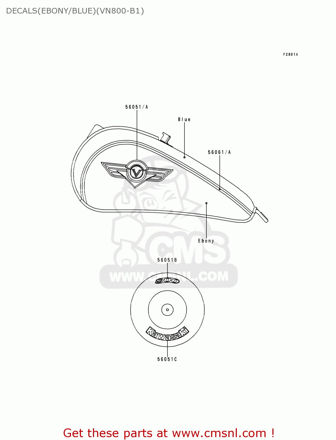 DECALS(EBONY/BLUE)(VN800-B1) VN800B1 VULCAN 800 CLASSIC 1996 USA CALIFORNIA CANADA