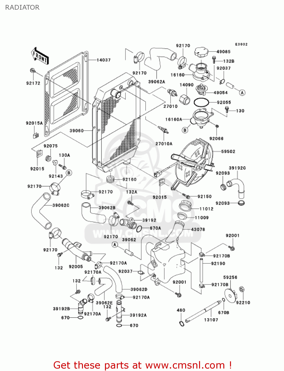 RADIATOR VN800B10 VULCAN 800 CLASSIC 2005 USA CALIFORNIA CANADA