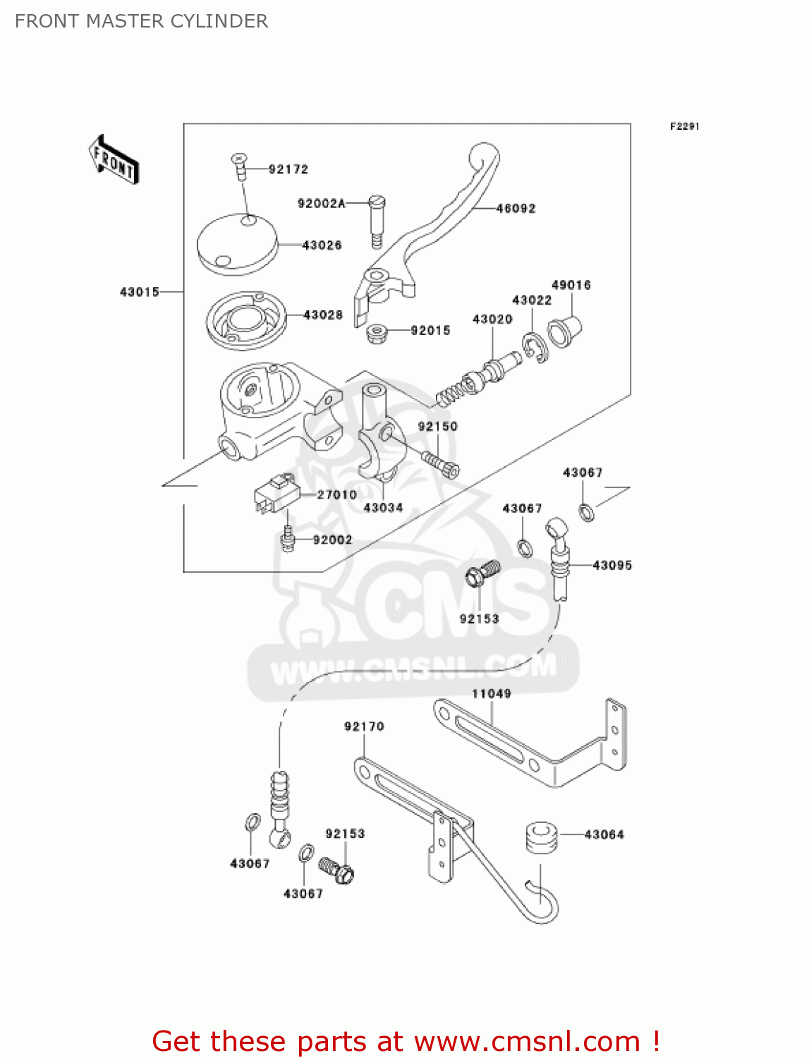 FRONT MASTER CYLINDER VN800B10 VULCAN 800 CLASSIC 2005 USA CALIFORNIA CANADA