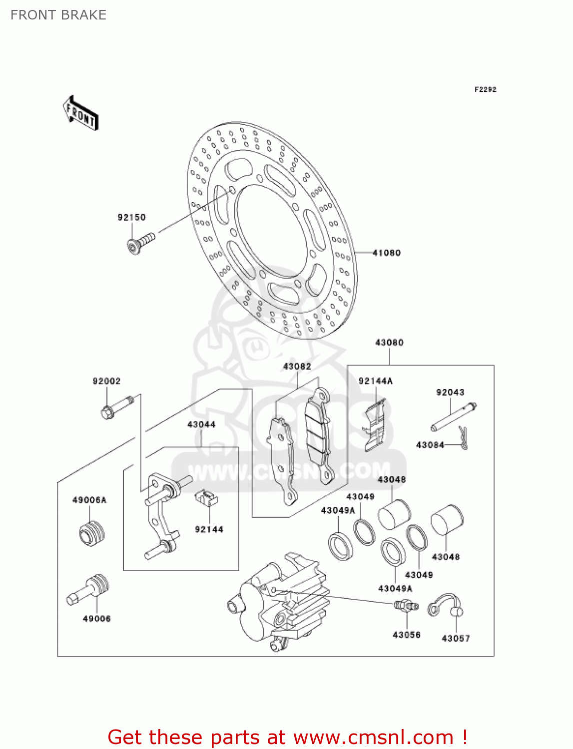 FRONT BRAKE VN800B10 VULCAN 800 CLASSIC 2005 USA CALIFORNIA CANADA