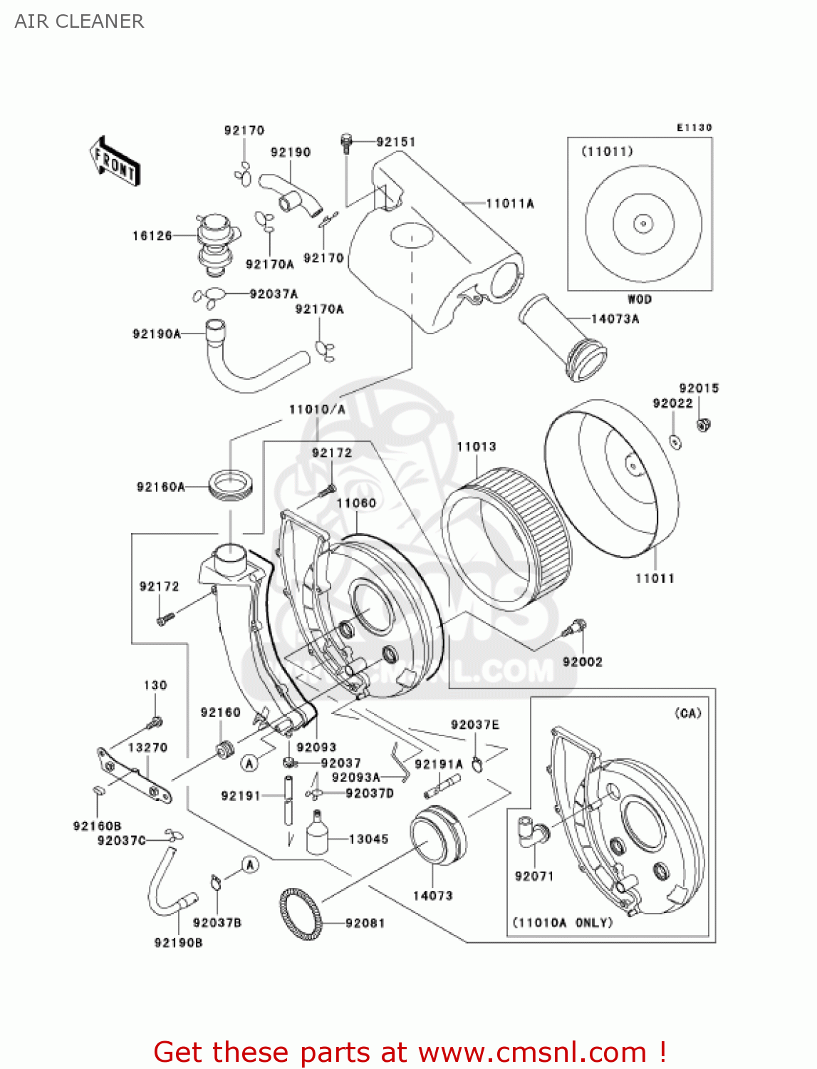 AIR CLEANER VN800B10 VULCAN 800 CLASSIC 2005 USA CALIFORNIA CANADA