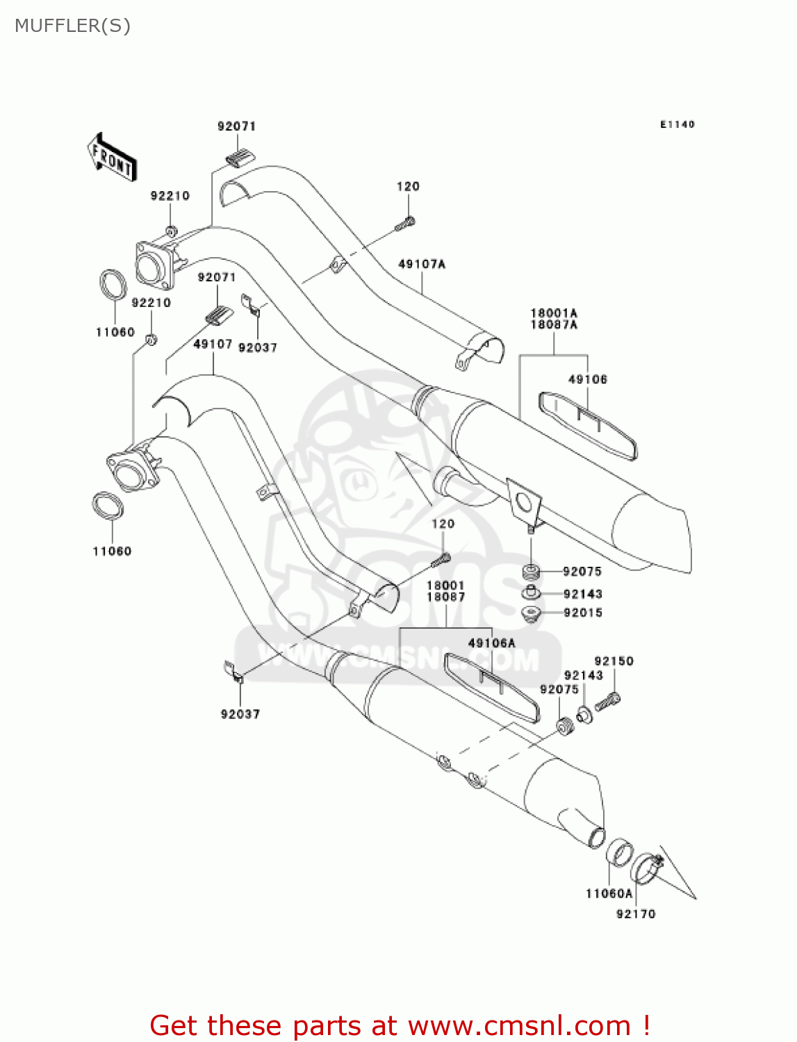 MUFFLER(S) VN800B10 VULCAN 800 CLASSIC 2005 USA CALIFORNIA CANADA
