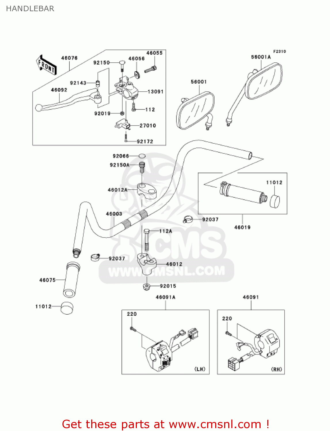 HANDLEBAR VN800B10 VULCAN 800 CLASSIC 2005 USA CALIFORNIA CANADA