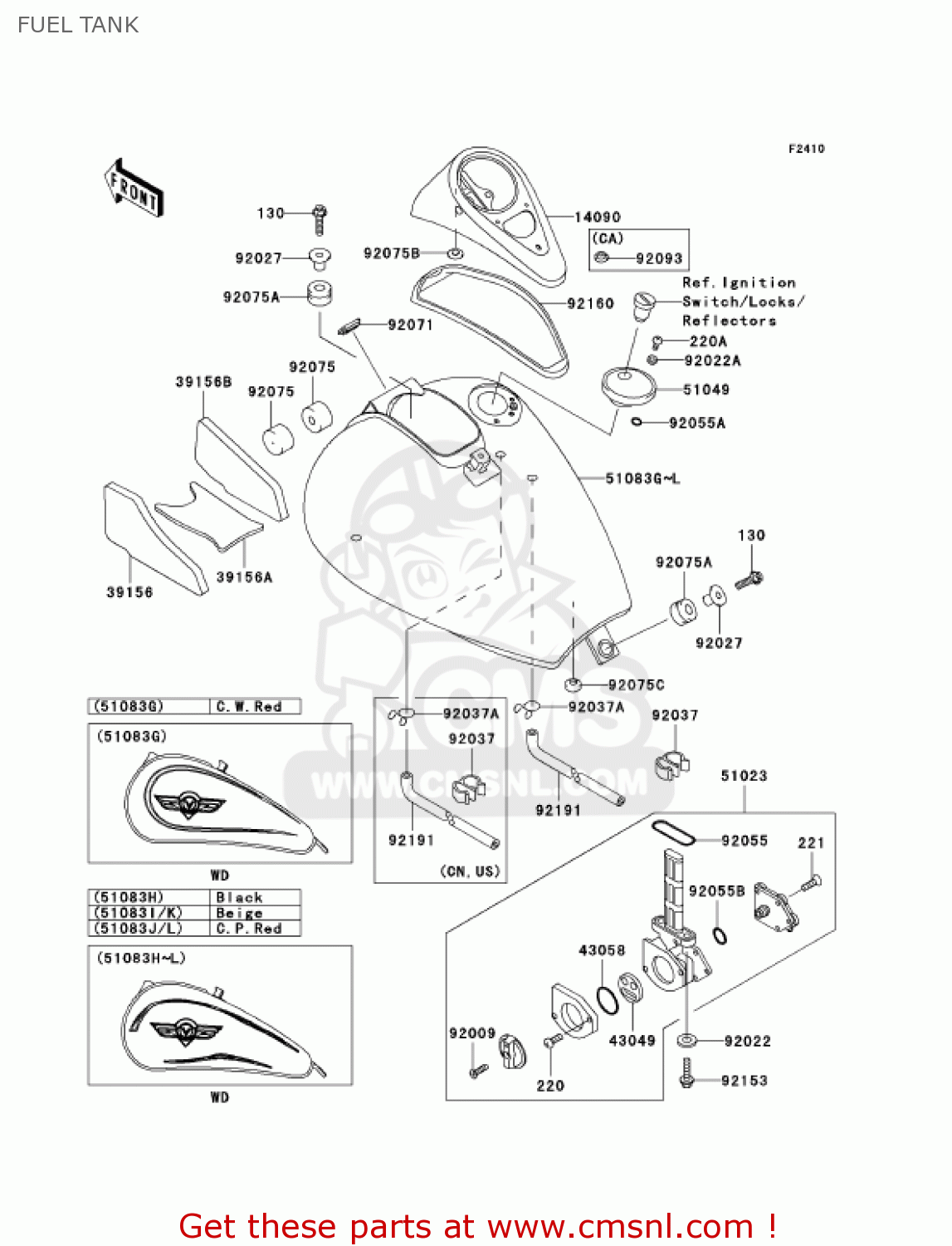 FUEL TANK VN800B10 VULCAN 800 CLASSIC 2005 USA CALIFORNIA CANADA