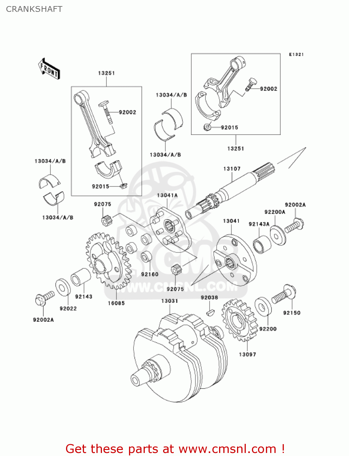 CRANKSHAFT VN800B10 VULCAN 800 CLASSIC 2005 USA CALIFORNIA CANADA