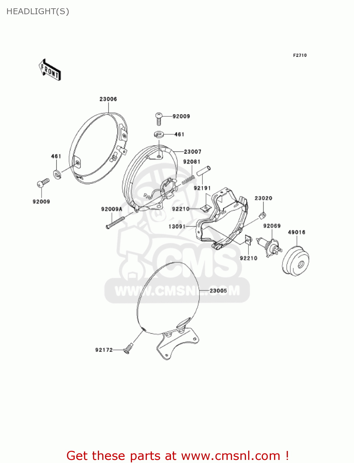 HEADLIGHT(S) VN800B10 VULCAN 800 CLASSIC 2005 USA CALIFORNIA CANADA