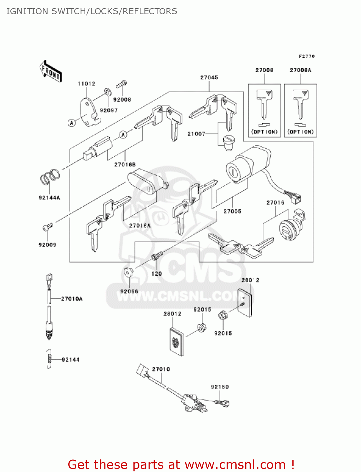 IGNITION SWITCH/LOCKS/REFLECTORS VN800B10 VULCAN 800 CLASSIC 2005 USA CALIFORNIA CANADA