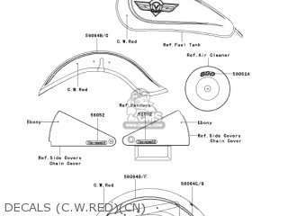 DECALS (C.W.RED)(CN) - VN800B10 VULCAN 800 CLASSIC 2005 USA CALIFORNIA CANADA