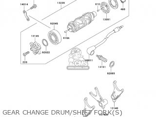 GEAR CHANGE DRUM/SHIFT FORK(S) - VN800B10 VULCAN 800 CLASSIC 2005 USA CALIFORNIA CANADA
