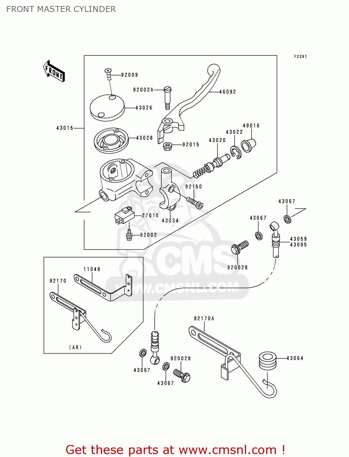 FRONT MASTER CYLINDER VN800B2 VN800 CLASSIC 1997 EU UK FR AR FG GR IT NR SD SP ST