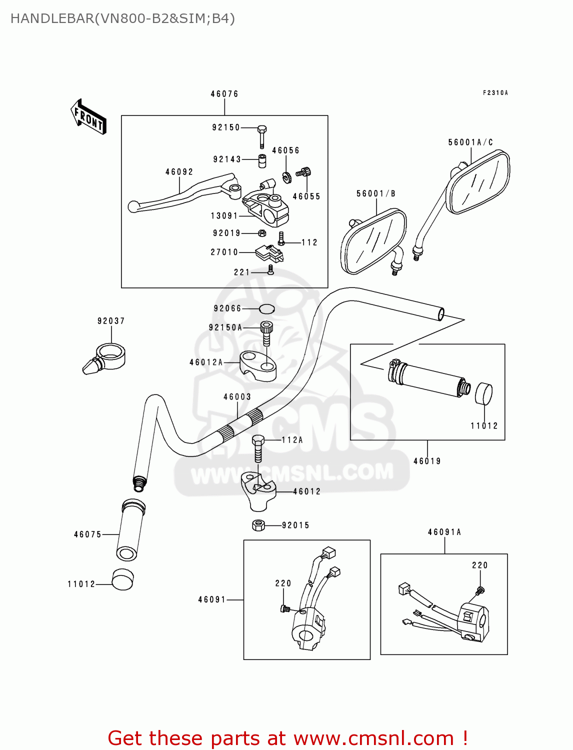 HANDLEBAR(VN800-B2&SIM;B4) VN800B2 VN800 CLASSIC 1997 EU UK FR AR FG GR IT NR SD SP ST