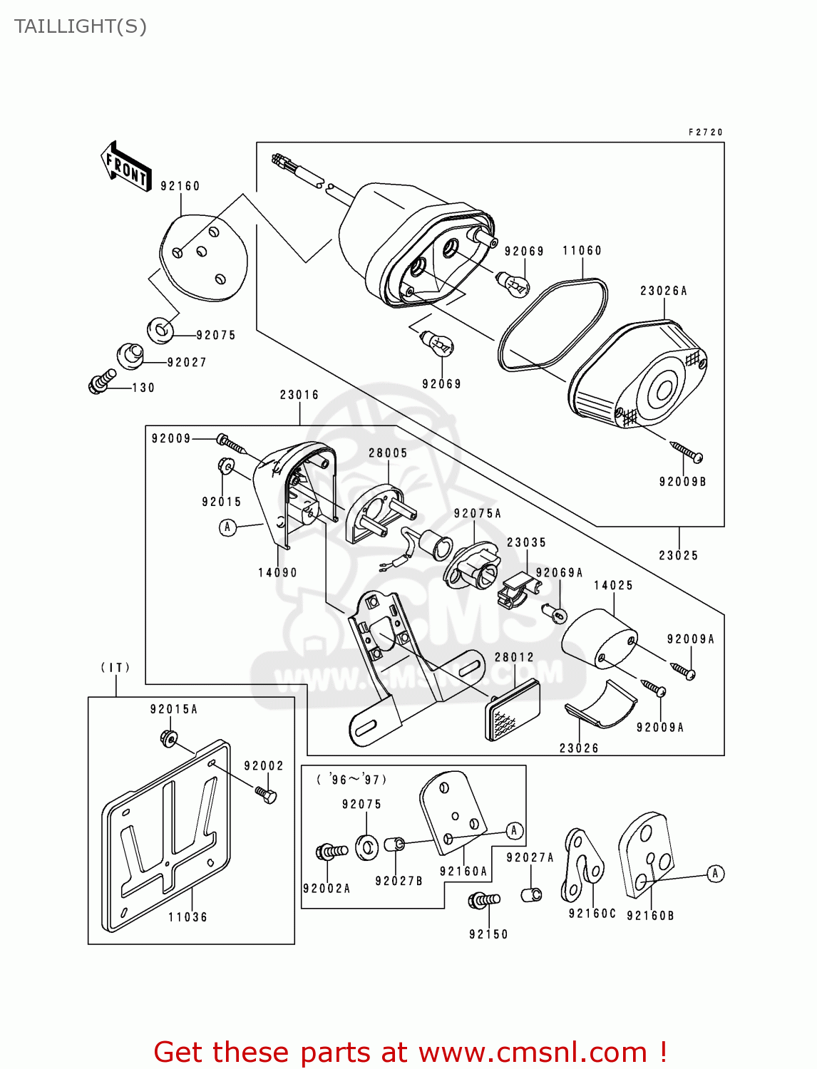 TAILLIGHT(S) VN800B2 VN800 CLASSIC 1997 EU UK FR AR FG GR IT NR SD SP ST