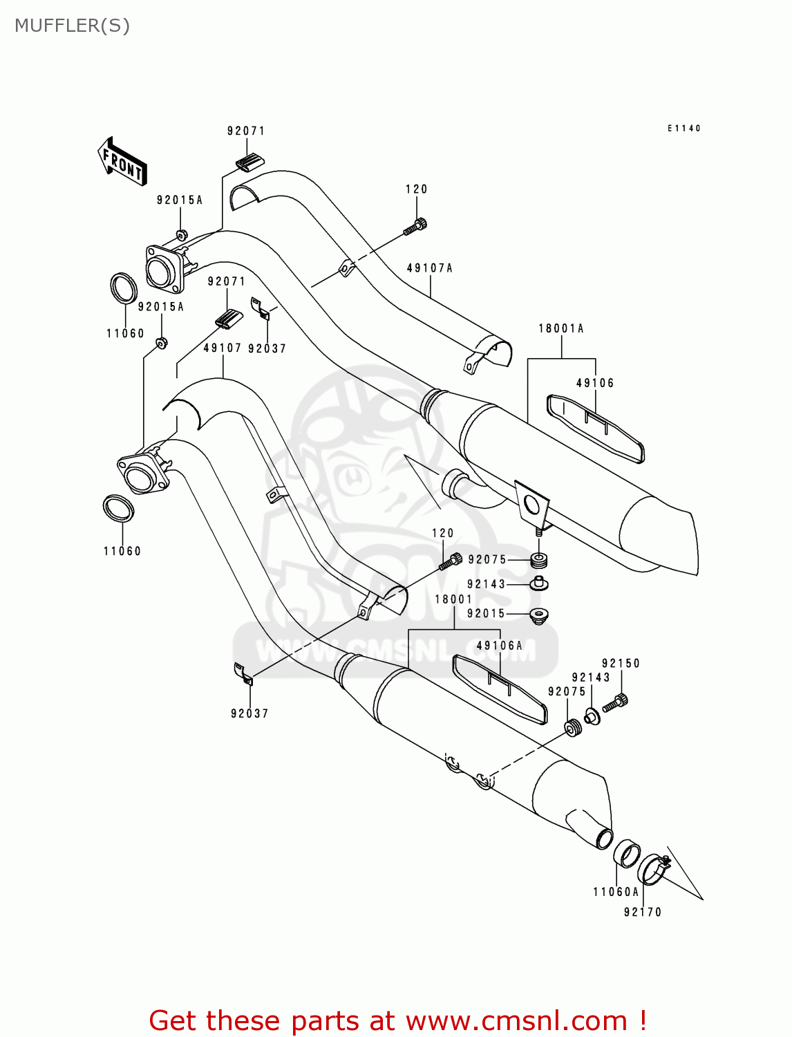 MUFFLER(S) VN800B2 VULCAN 800 CLASSIC 1997 USA CALIFORNIA CANADA