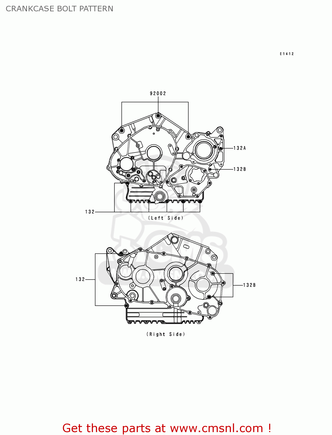 CRANKCASE BOLT PATTERN VN800B2 VULCAN 800 CLASSIC 1997 USA CALIFORNIA CANADA