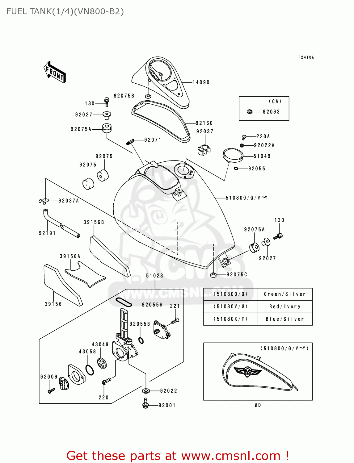 FUEL TANK(1/4)(VN800-B2) VN800B2 VULCAN 800 CLASSIC 1997 USA CALIFORNIA CANADA