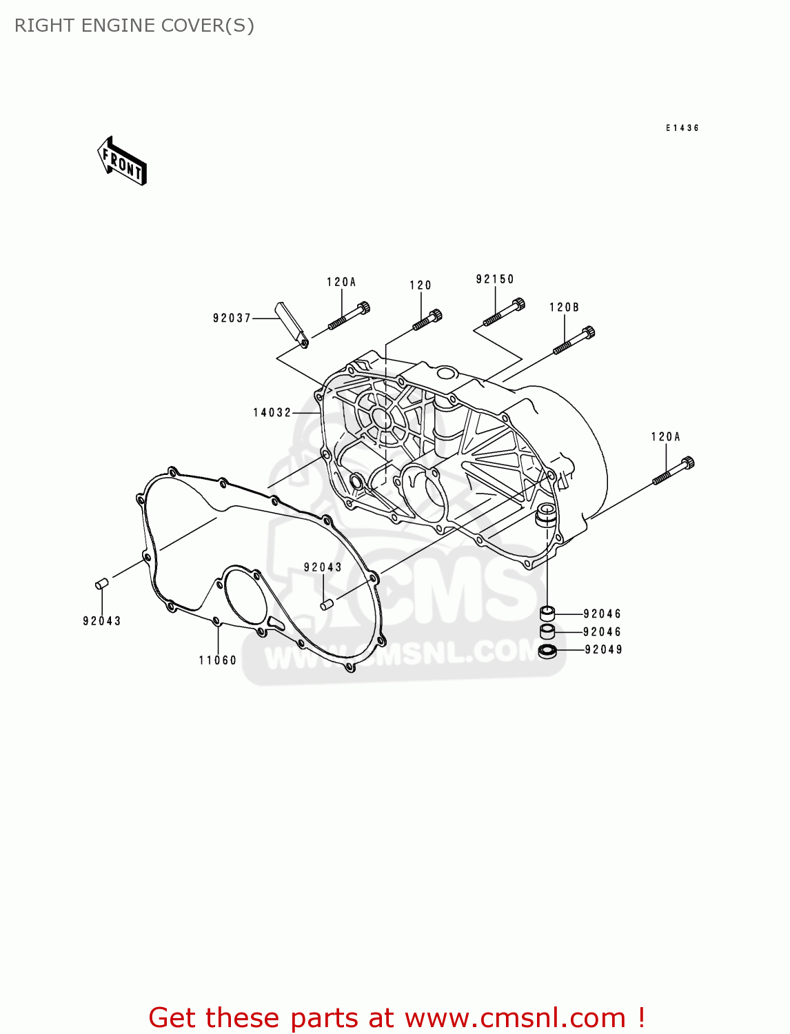 RIGHT ENGINE COVER(S) VN800B3 VN800 CLASSIC 1998 EURO UK FR NL AR FG GR IT NR SD SP ST