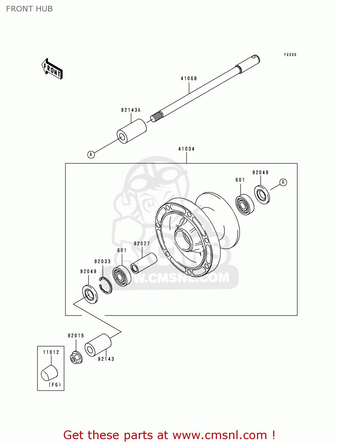 FRONT HUB VN800B3 VN800 CLASSIC 1998 EURO UK FR NL AR FG GR IT NR SD SP ST