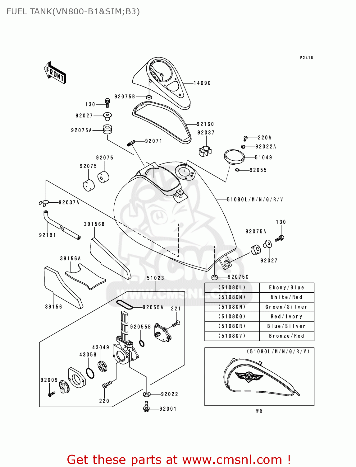 FUEL TANK(VN800-B1&SIM;B3) VN800B3 VN800 CLASSIC 1998 EURO UK FR NL AR FG GR IT NR SD SP ST