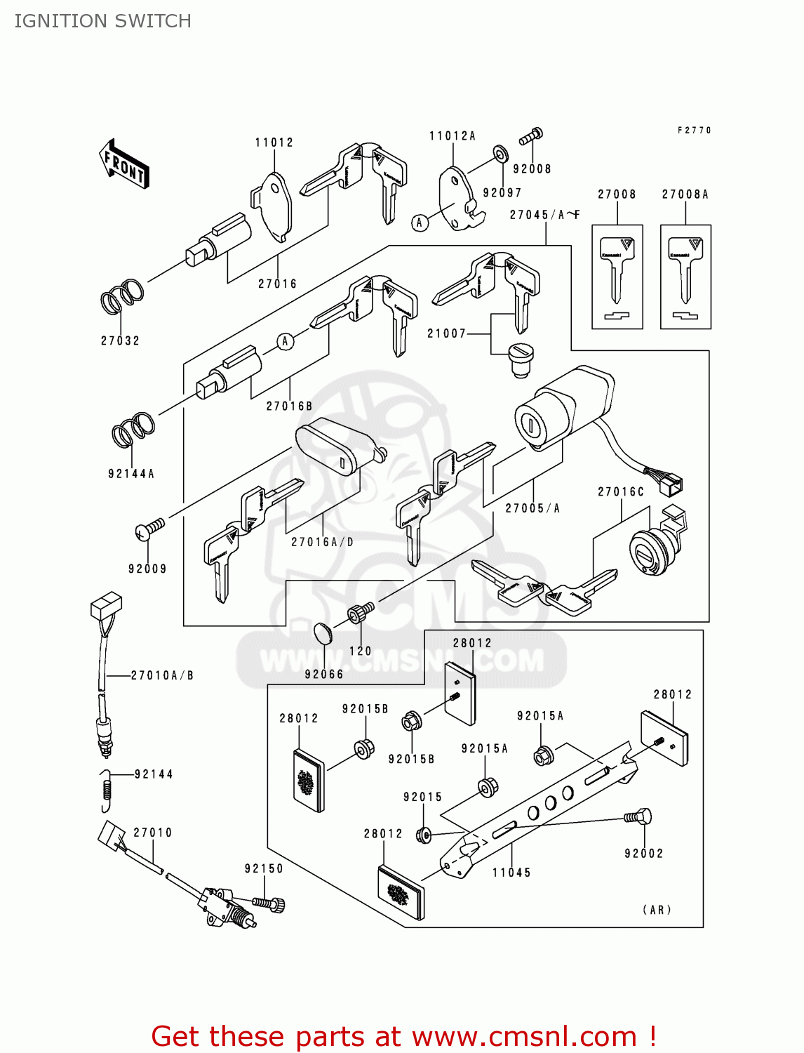IGNITION SWITCH VN800B3 VN800 CLASSIC 1998 EURO UK FR NL AR FG GR IT NR SD SP ST
