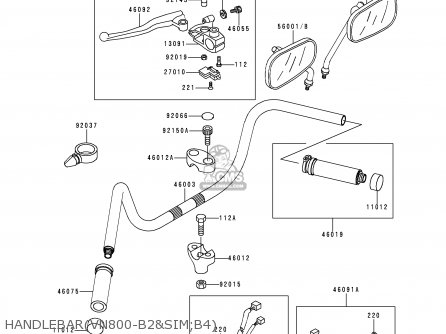 HANDLEBAR(VN800-B2&SIM;B4) - VN800B3 VN800 CLASSIC 1998 EURO UK FR NL AR FG GR IT NR SD SP ST